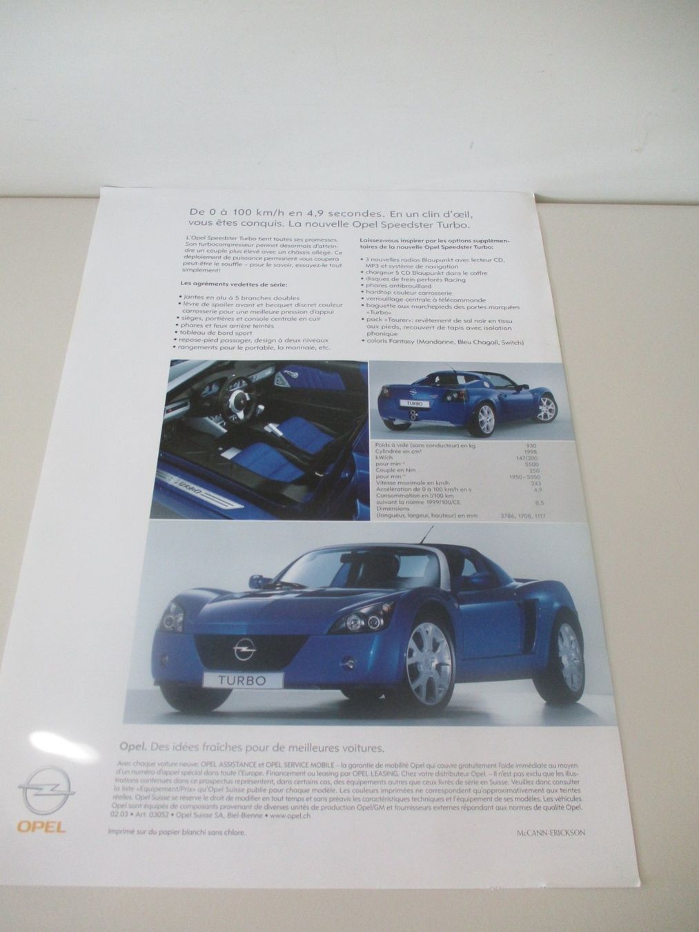 Opel Dokumente: PROSPEKT OPEL SPEEDSTER INKL. PREISLISTE – Gebraucht aus Langnau i. E. von Superseven69 7