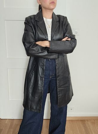 Vintage 90s Echtleder Ledermantel Gr. M gerade Passform