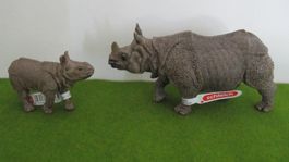 Schleich Panzernashorn mit Jungtier