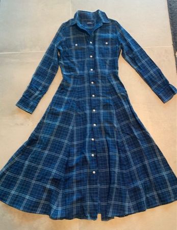Robe carreaux bleus en coton de Ralph Lauren