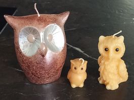 3 Eulen-Kerzen