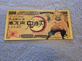 Gold Foil Plated Demon Slayer Inosuke Hashibira Banknote