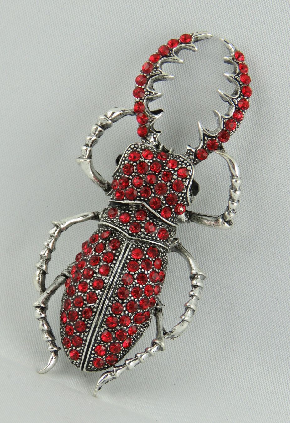Broches & Aiguilles: Brosche - KÄFER - Rot Strass Silberfarben - 8x3,5cm – Neuf avec emballage d'origine à Grenchen par Yamahwildstar16 1