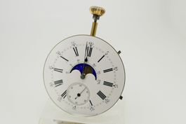 Taschenuhr Werk Mondphase und Kalender 18 kt 47 mm