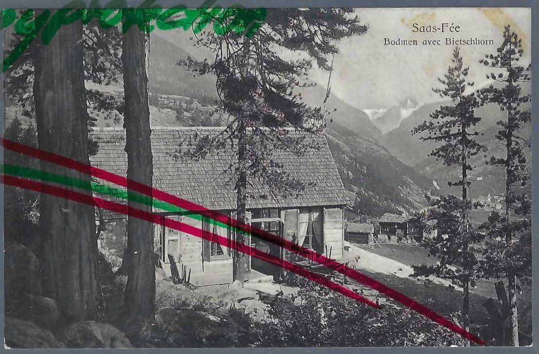 Ansichtskarten: Saas Fee. Bodmen mit Bietschhorn. – Gebraucht aus Horw von SwissSteamMemories