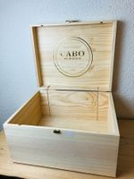 Weinkiste / Box Cabo de Hornos Holz sägeroh mit Klappdeckel
