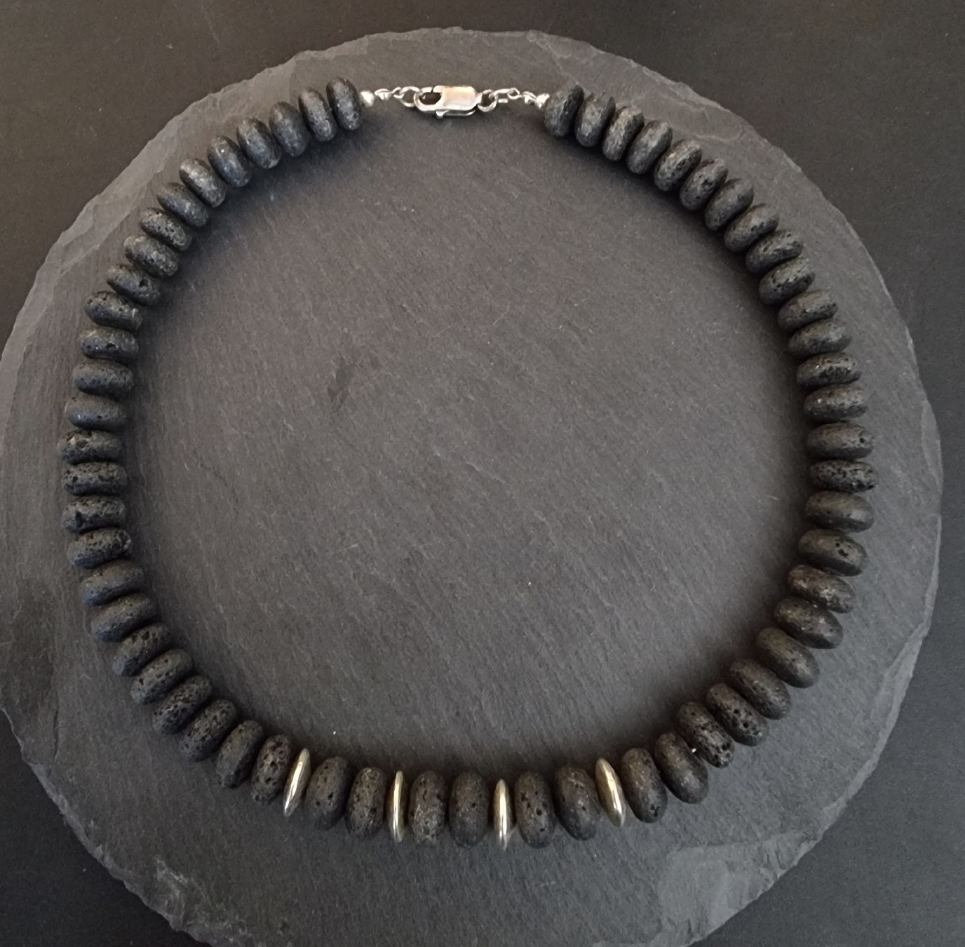 Ketten: Collier argent 925 et pierre de lave neuf – Neu (gemäss Beschreibung) aus Veyrier von Leilazizou
