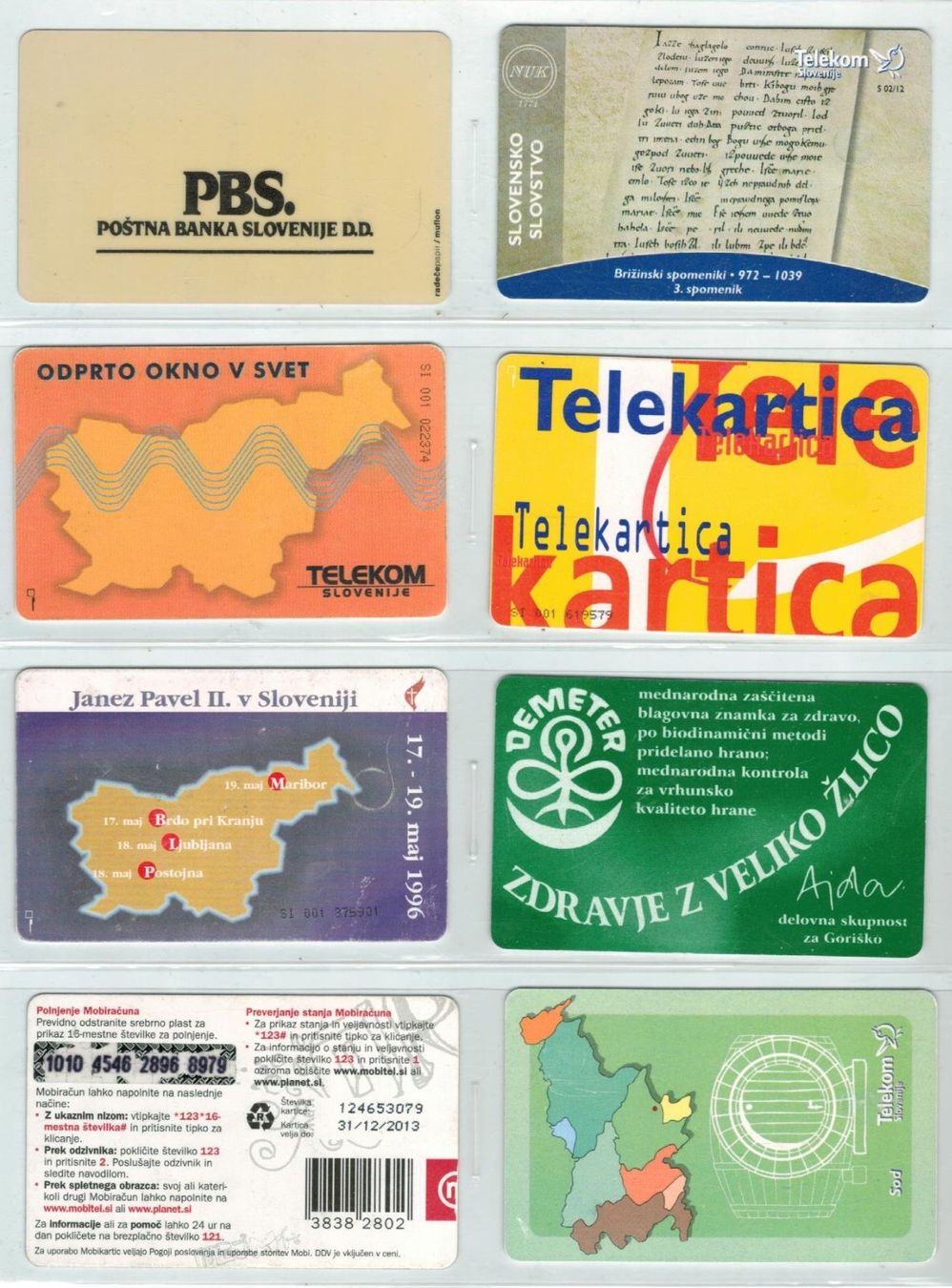 Cartes de téléphone: 8 Telefonkarten Slowenien – D'occasion à Zürich par tol_b7c7 1