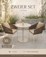 2er Set Designer Gartenstühle braun mit Kissen