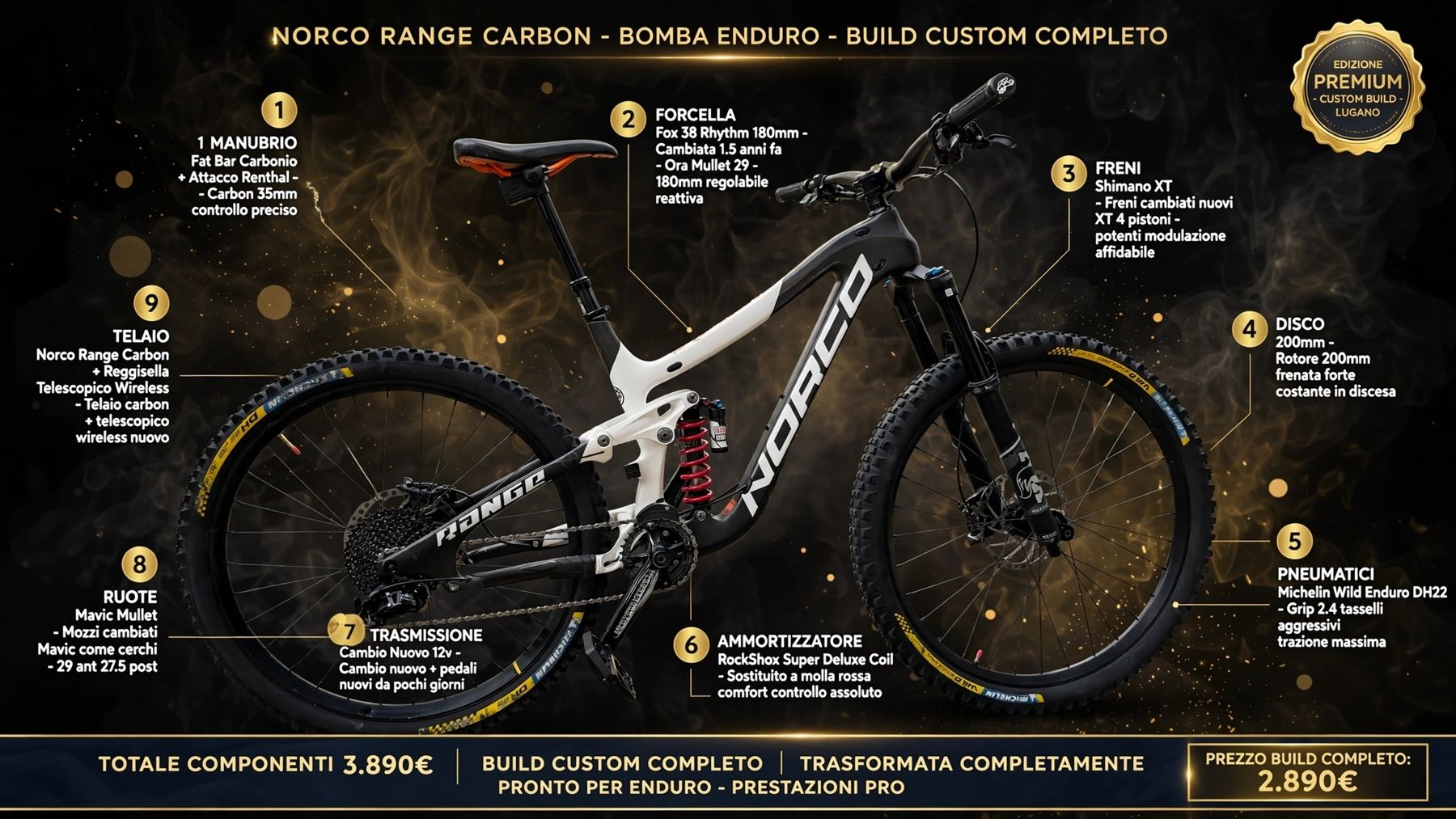 Norco Vélos: norco range 7.4 carbon custom – D'occasion à Locarno par pat_ltn9