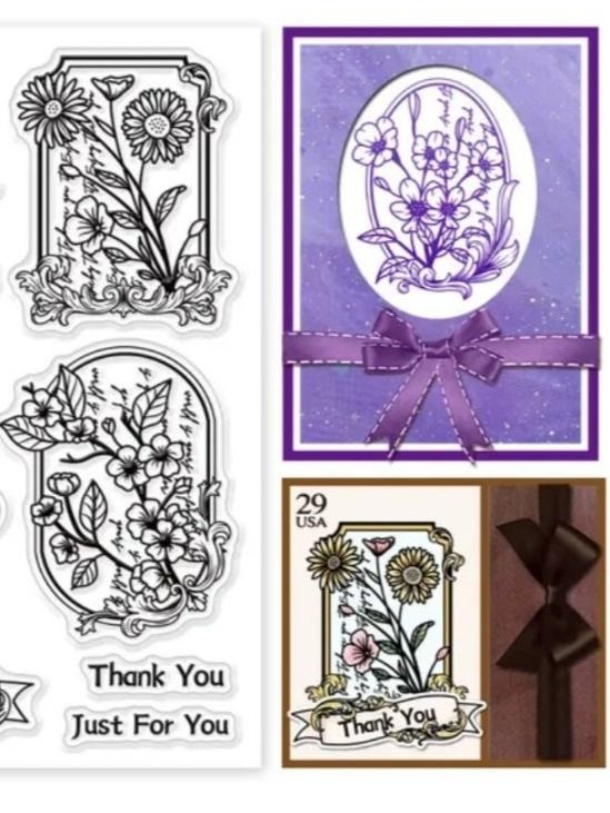 Timbri: Silikonstempel Nr.767, Blumen in Rahmen – Nuovo e nell'imballaggio originale da Gretzenbach venduto da Fliegepilz56 1