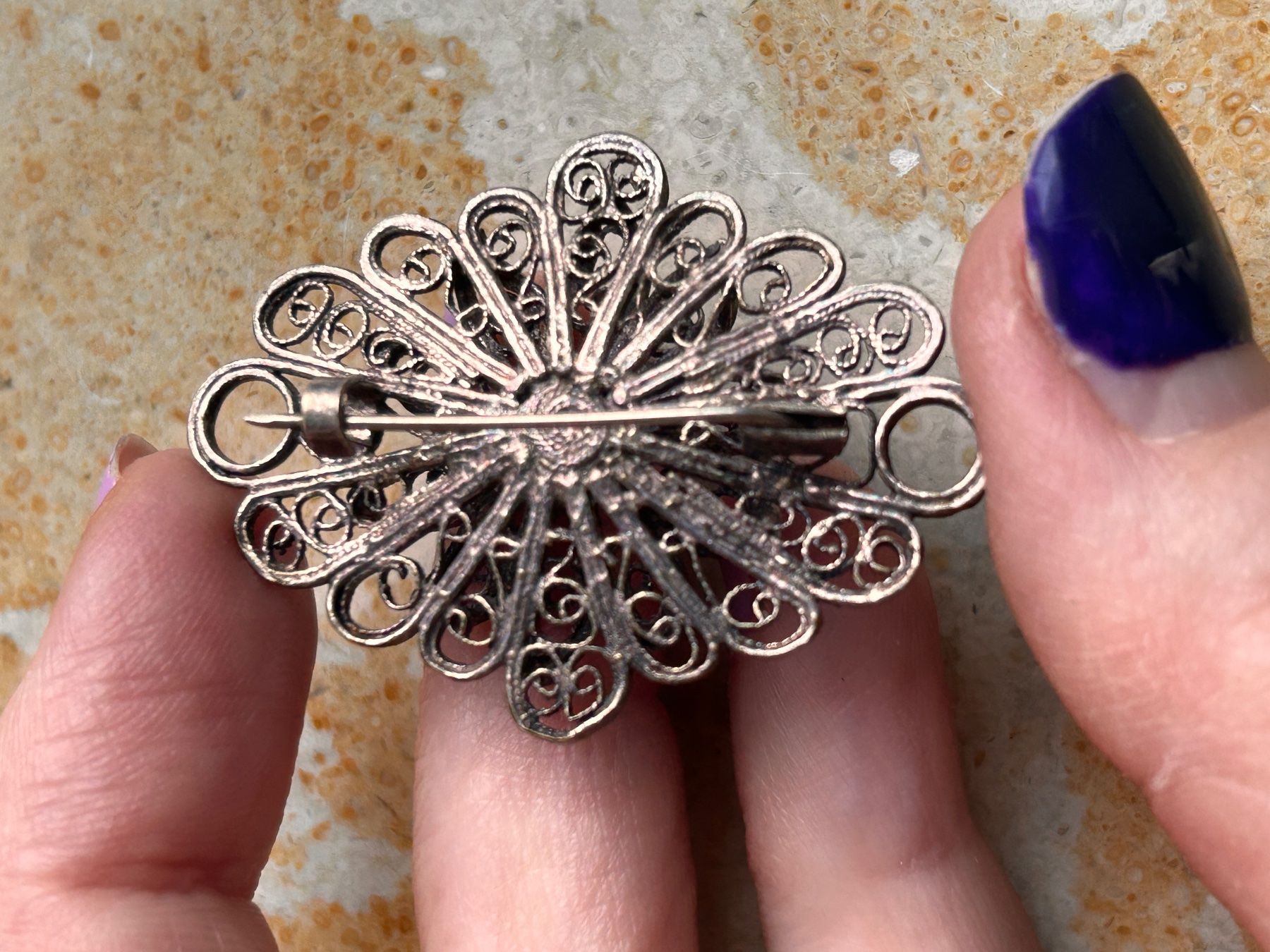 Spille & Fermagli: Vintage Filigrane Brosche, Silber, Breite ca 4 cm – Usato da Dittingen venduto da Bellevista 4