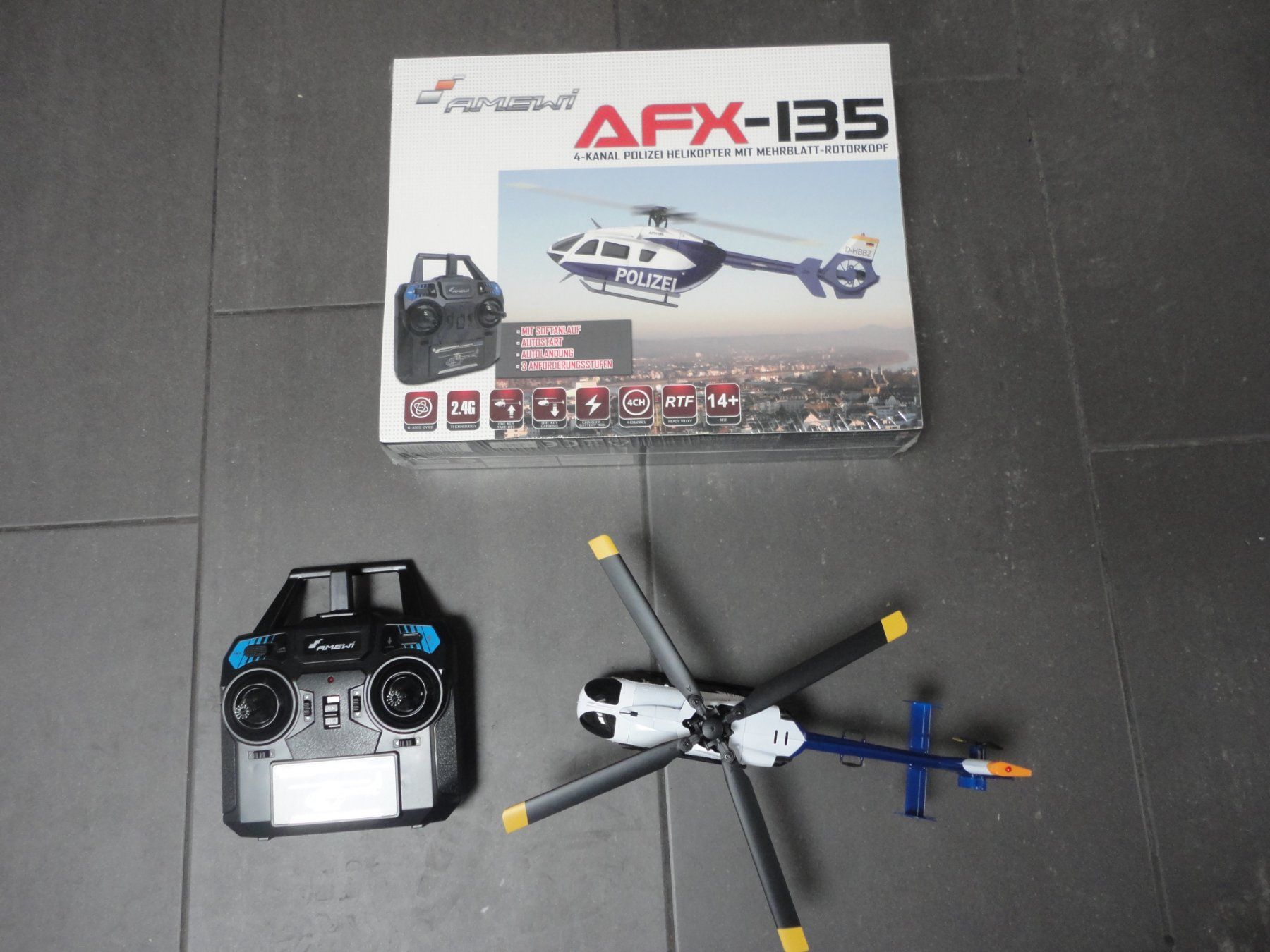 Amewi RC Modellbau: POLIZEI 4-Blatt HELIKOPTER 6G RTF – Neu und originalverpackt aus Horgen von RcModell 1