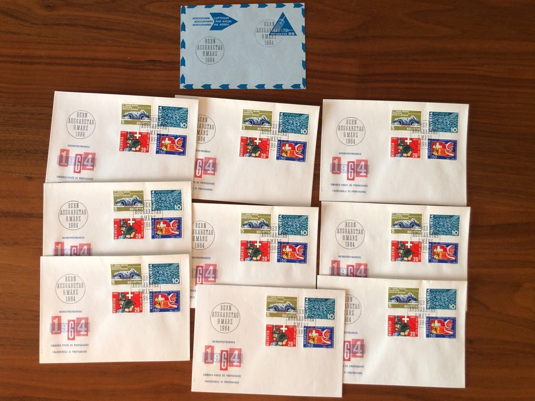 Tutti i francobolli: FDC 9.3.1964, 9x und 1x Luftpost – Nuovo (secondo la descrizione) da Hefenhofen venduto da Bierinder