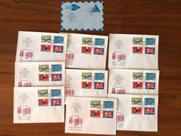 FDC 9.3.1964, 9x und 1x Luftpost