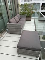 Outdoor Lounge mit Hocker grau