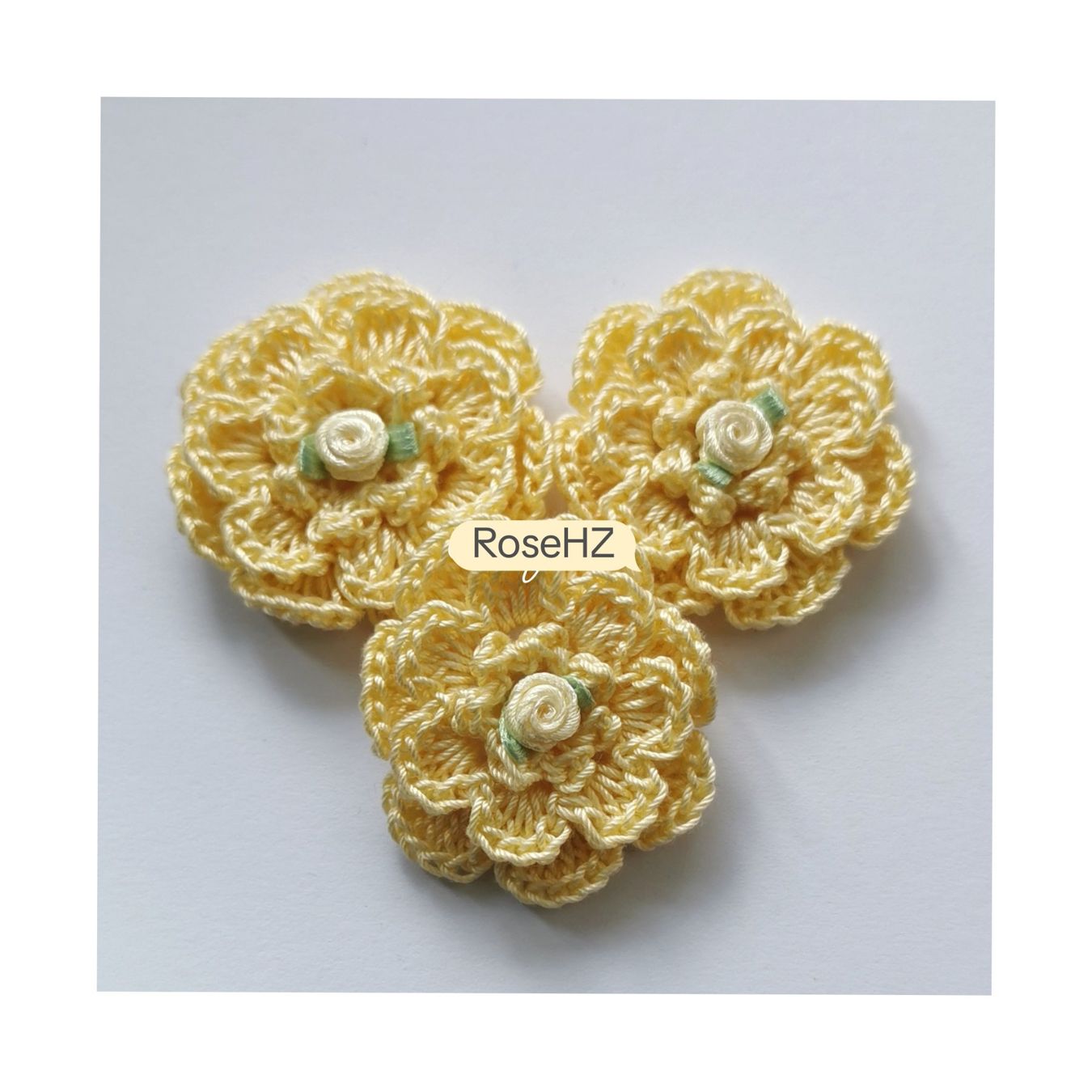 Patches: Gehäkelte Blumen 3.Stück Baumwolle – Neu (gemäss Beschreibung) aus Schaffhausen von RoseHaekelzauber