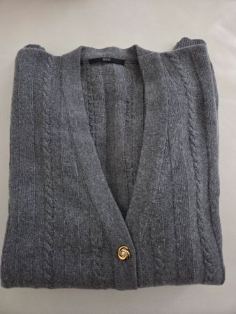 Cardigan Boss grigio in lana merino, tg. L