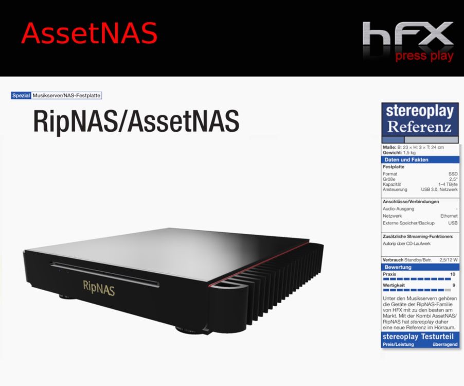 HighEnd Audio NAS HFX AssetNAS D5 Win10, 8GB RAM, 1TB SSD (Gebraucht ...
