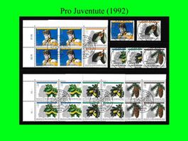 Pro Juventute "Vollstempel-Serie mit Viererblöcken"  (1992)