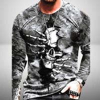 ☠️Beidseitig 3D bedrucktes langarm T-Shirt Gothic Skull☠️🦴