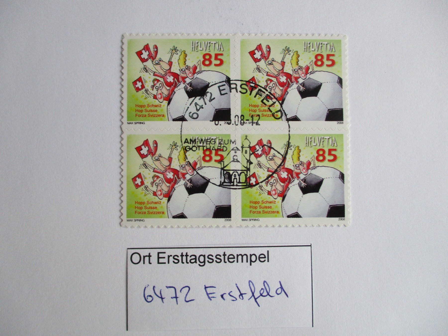 Tous les timbres: Viererblock mit Ort Ersttagsstempel 6472 Erstfeld – D'occasion à Langnau b. Reiden par Aktuell88