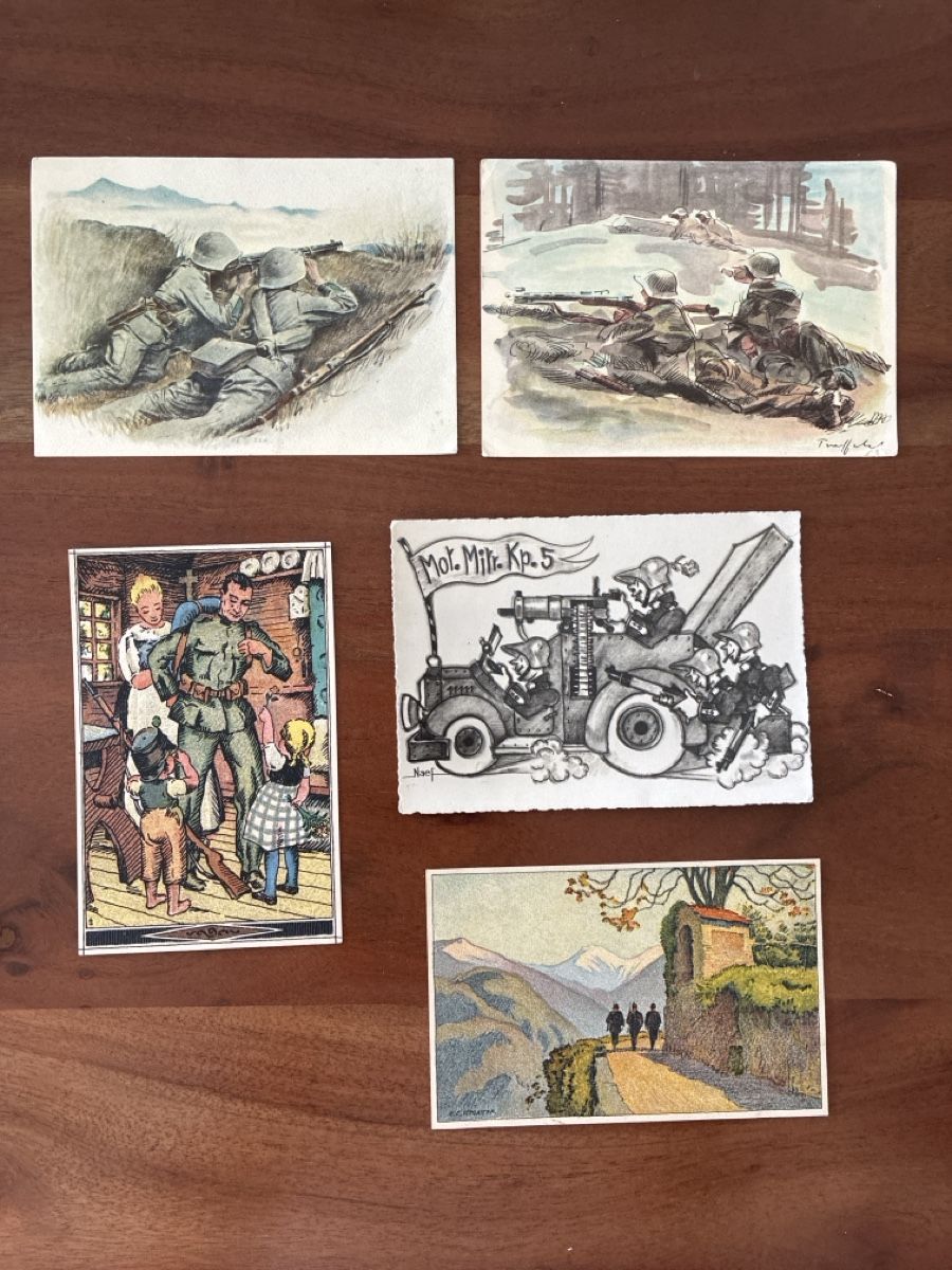 Cartoline postali: 11 Ansichtskarten Schweiz vom Militär  – Usato da Oftringen venduto da Cla.vD.74