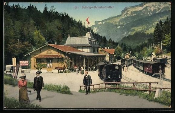 Ansichtskarten: AK Brünig, Bahnhofbuffet, Eisenbahn – Gebraucht aus Berlin von bartko-reher