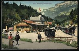 AK Brünig, Bahnhofbuffet, Eisenbahn