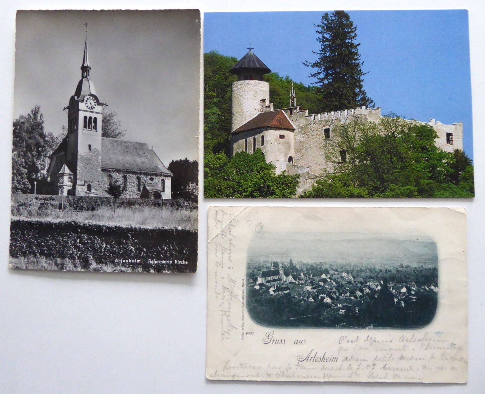 Ansichtskarten: Arlesheim Schloss Birseck; ref. Kirche; Gruss aus Arle.1898 – Gebraucht aus Aesch BL von Kauri1 1