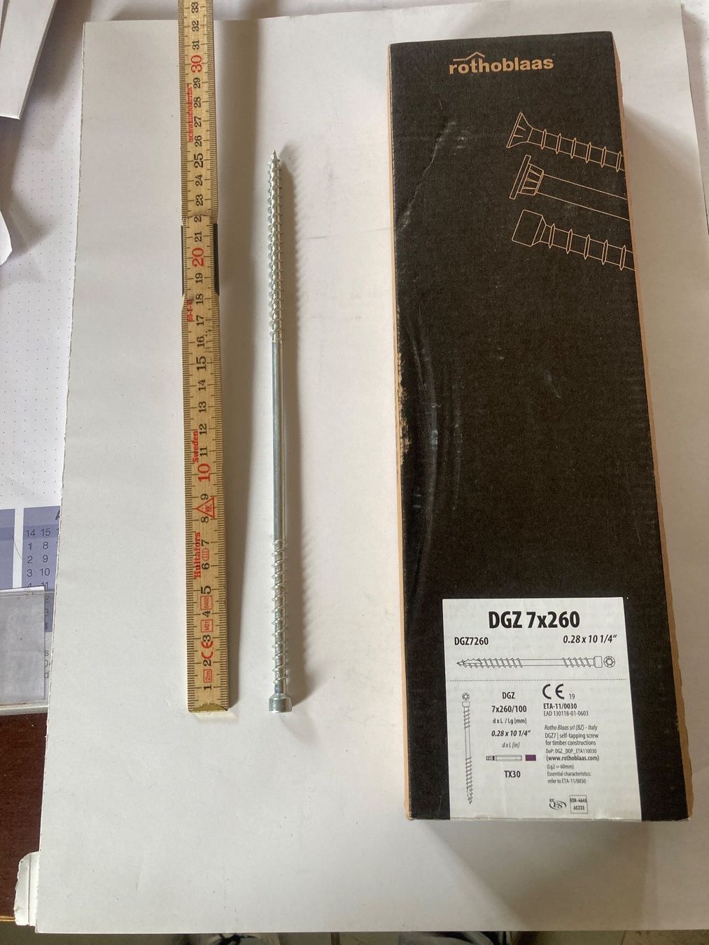 Ferramenta: Vis Rothoblaas DGZ 7x260 mm. à double filet pour isolant – Nuovo e nell'imballaggio originale da Villaz-St-Pierre venduto da Matierart