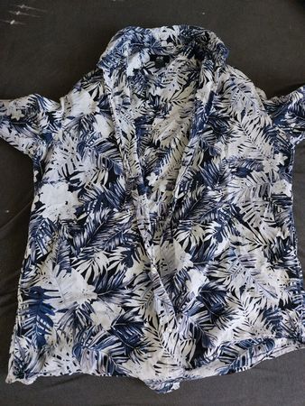 H&M Hemd Regular Fit, blau/weisses Muster, Grösse M