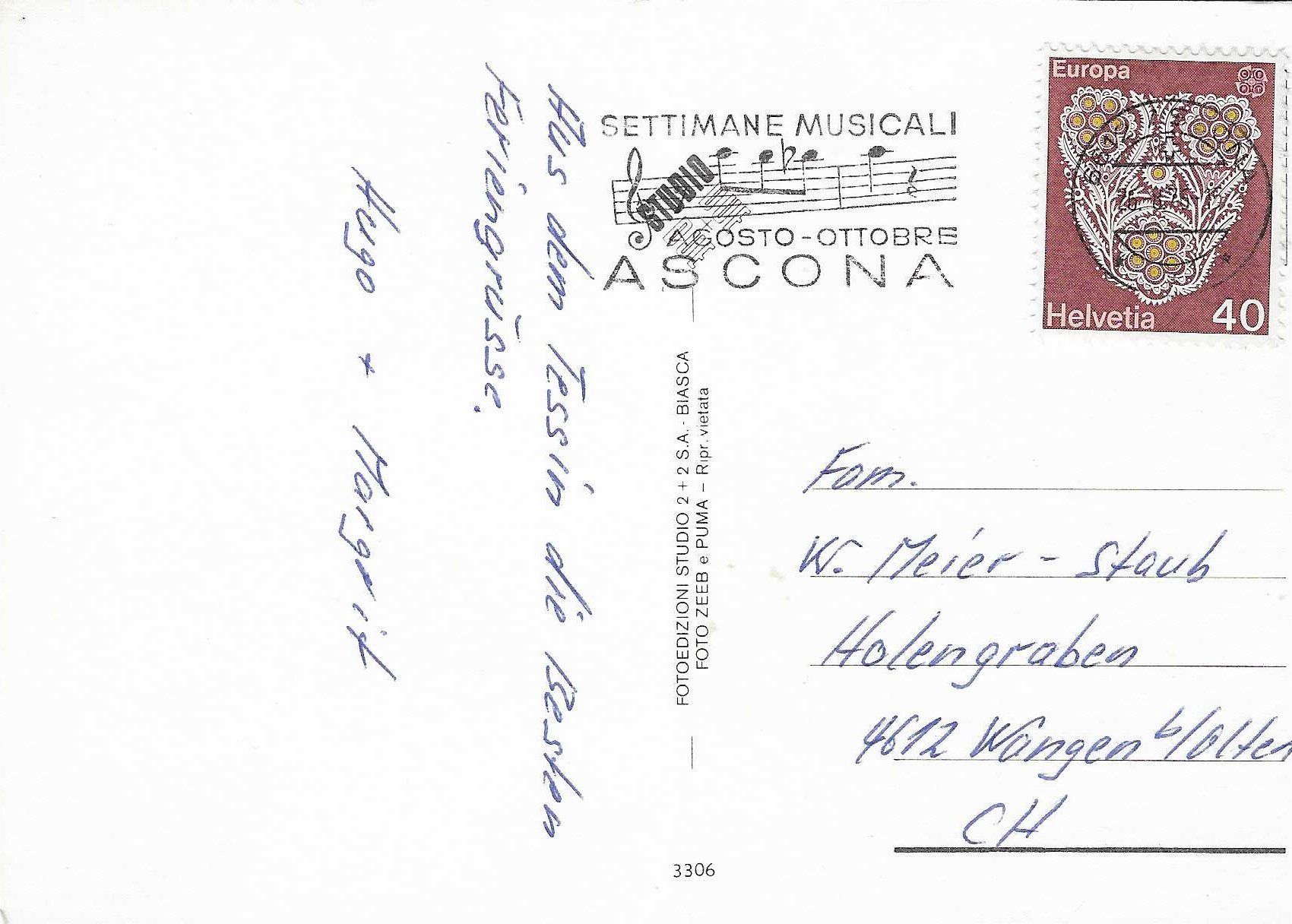 Cartoline postali: Saluti da Ascona TI – Usato da Rothrist venduto da Stranglehold 1