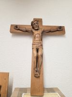 Kruzifix holzgeschnitzt Vintage religiöses Objekt 54cm