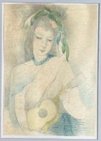 Marie Laurencin litho femme à la guitare