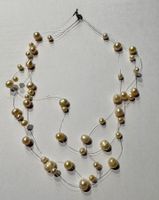 Elegante Perlenkette, Mehrreihig, Weiss, Festlich