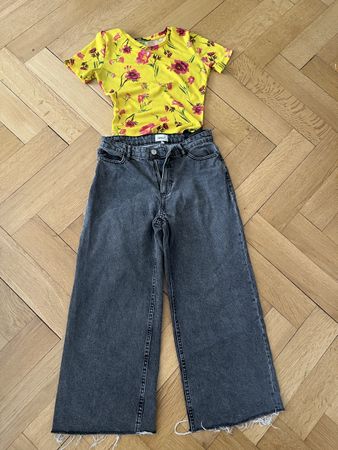 ONLY Jeans Wide Leg Grau, Gr. 34 + TALLY WEIJL Shirt XS
