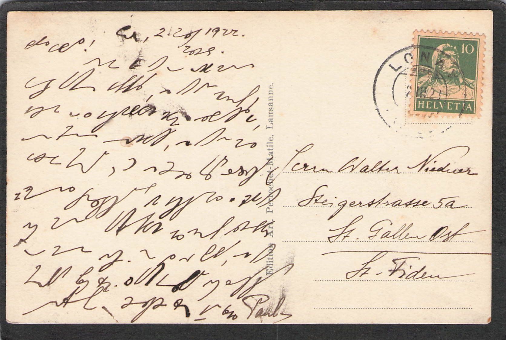 Ansichtskarten: ^Morges VD , La S.I.M. , gel.1922 – Gebraucht aus Reichenburg von Pipo-67 1