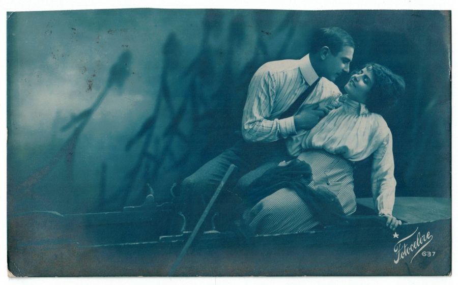 Cartoline postali: Romantik - Paar im Ruderboot – Usato da Frauenfeld venduto da POML