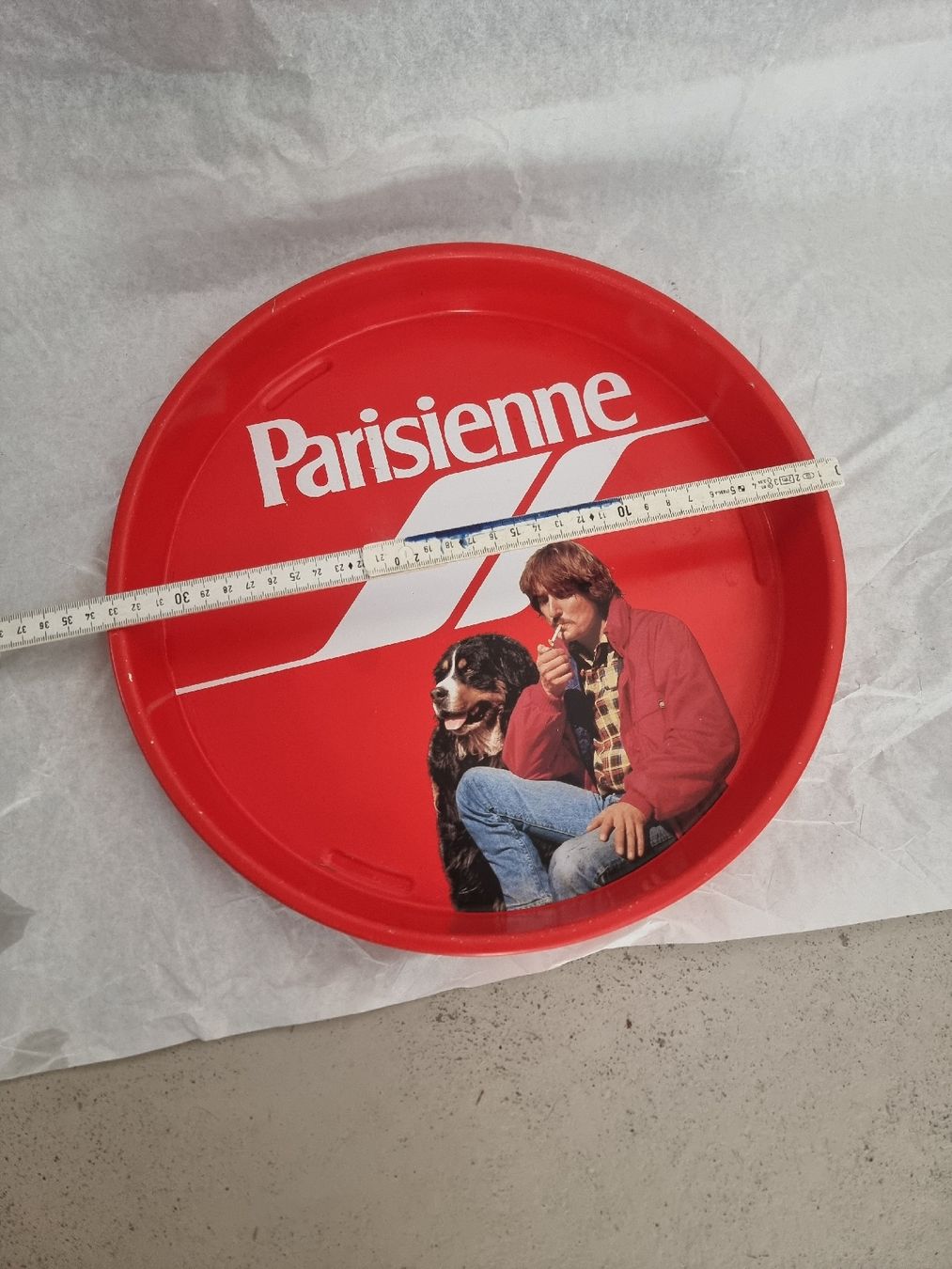 Untersetzer: Tablett Parisienne rot rund Durchmesser ca 34 cm – Gebraucht aus Olten von Mezopotamya 5