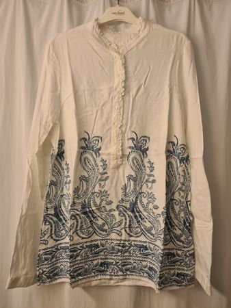 BRANDNEU! Wallmann Bluse Paisley, pure white, langarm, Gr 44