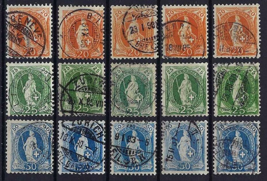 Tous les timbres: Stehende Helvetia, verschiedene gute Werte gest. – D'occasion à Hitzkirch par walti1959