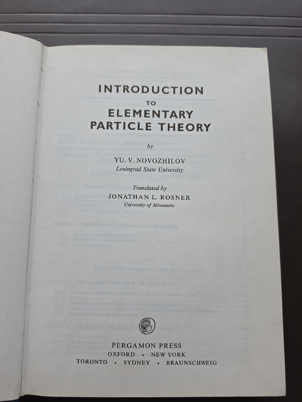Bücher: Introduction to Elementary Particle Theory – Gebraucht aus Basel von Bafidu 2