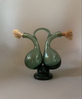 Dekanter Öl/Essig, Vintage, grünes Glas, 18cm x 14/20cm