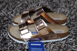 Birkenstock, Arizona, Gr. 39, Leder, metallic copper, NEU