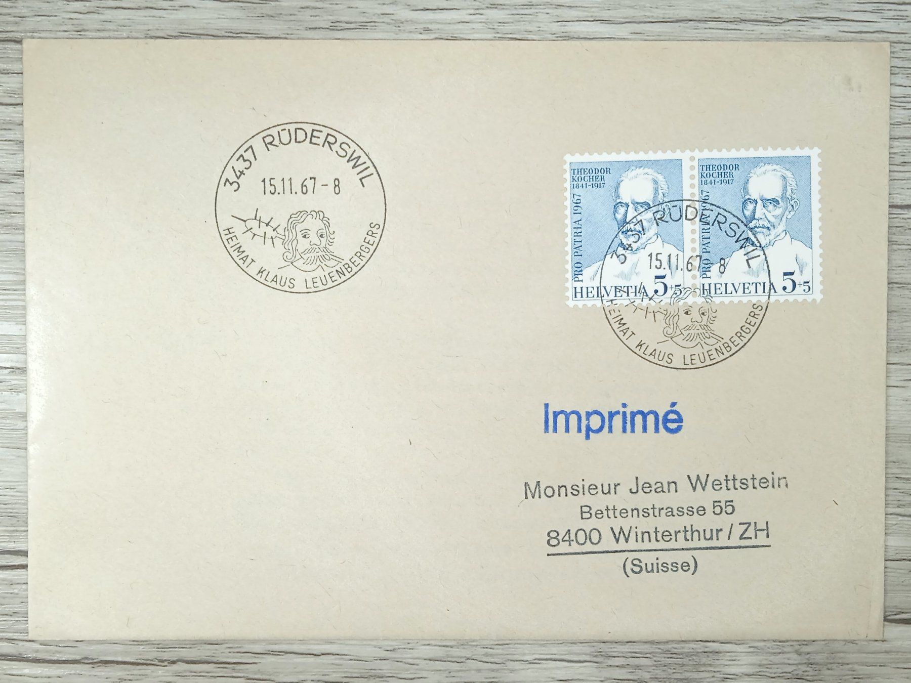 Tutti i francobolli: TR10 Enveloppe + Timbre Suisse 1967 – Usato da Cousset venduto da Patrick_Collections