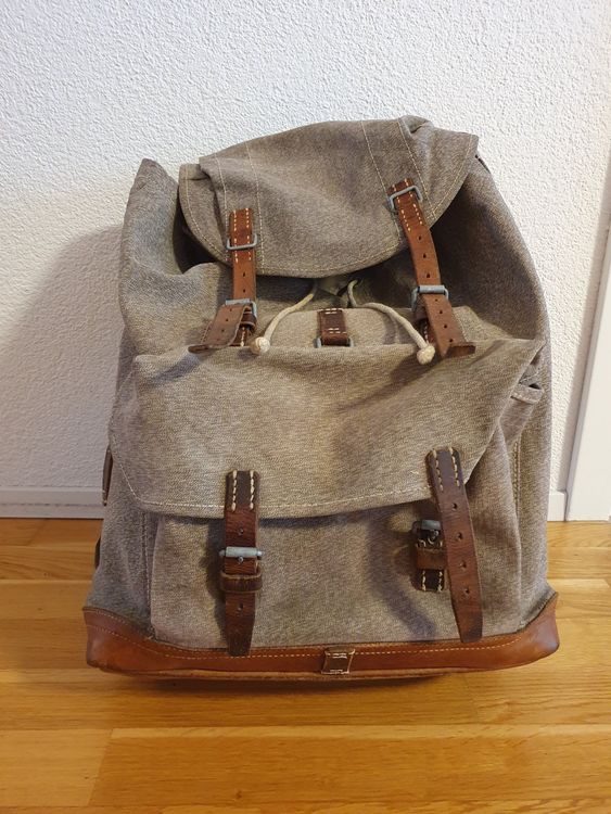 Vintage Rucksack Canvas Leder Retro Swiss Army gross (ca.... (Gebraucht ...