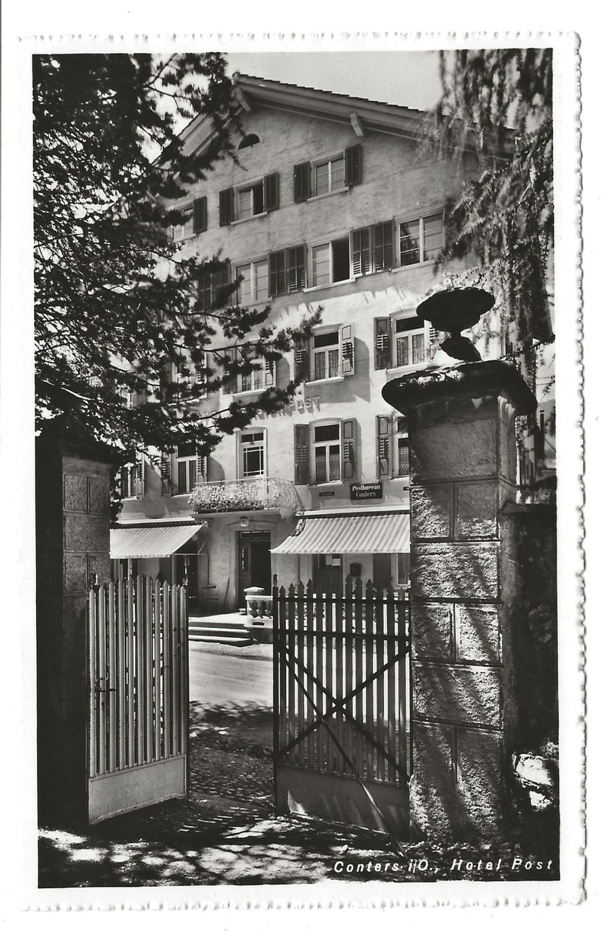 Cartoline postali: Conters / Cunter (GR) Oberhalbstein - Hotel Post - 1950 – Usato da Engelburg venduto da Cartophil