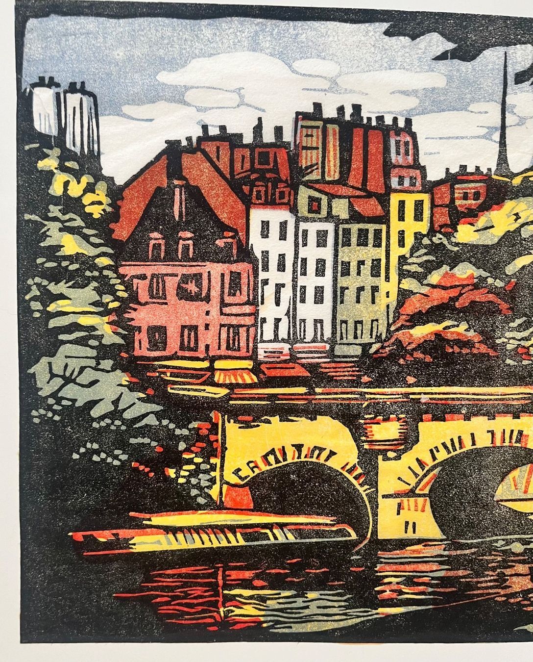 Xilografie: KÜNSTLER  ?  HOLZ ODER LINOLSCHNITT – Usato da Gersau venduto da grafik-kunst 3