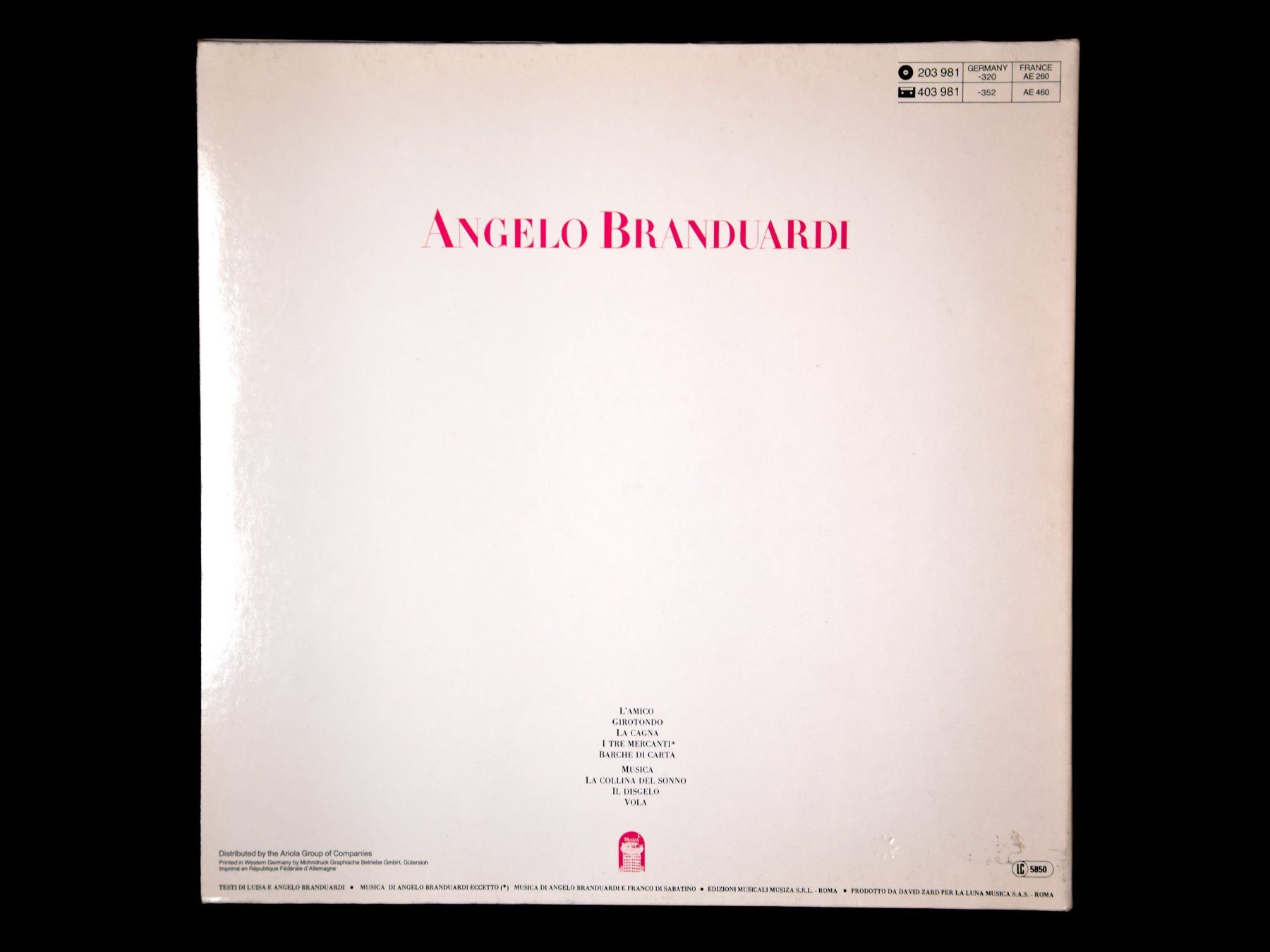 Dischi in vinile: Angelo Branduardi - Angelo Branduardi – Usato da Belmont-sur-Yverdon venduto da ag97 1
